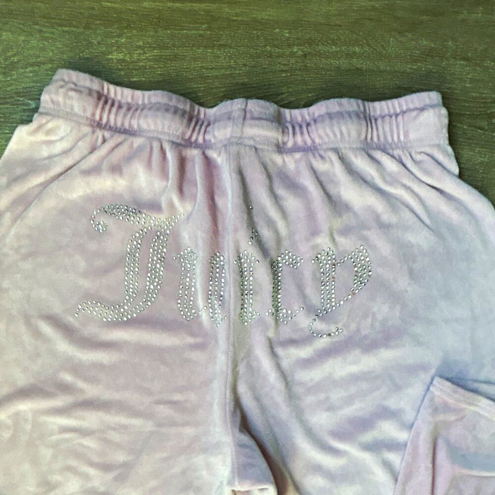 Y2K Juicy Couture Women’s Pink Velour Rhinestone Logo Pajama Set L Drawstring